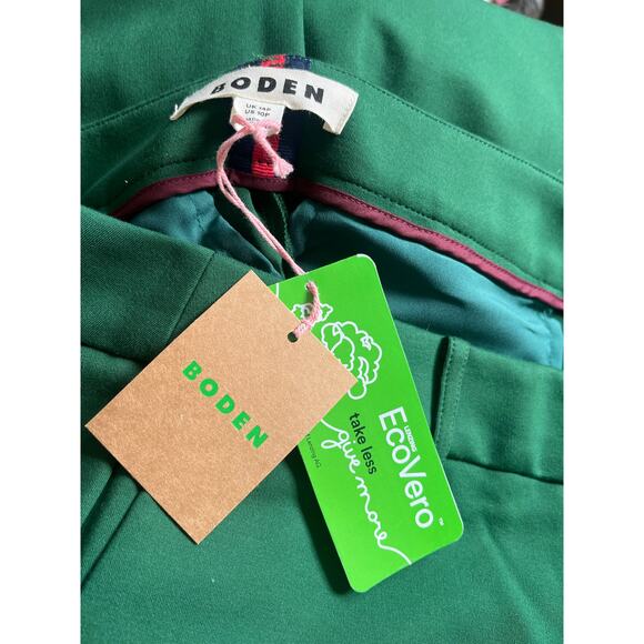 NWT Women's Boden Kelly Green Wide Leg Thick Material Dress Pants Slacks Sz 14P - Picture 3 of 6
